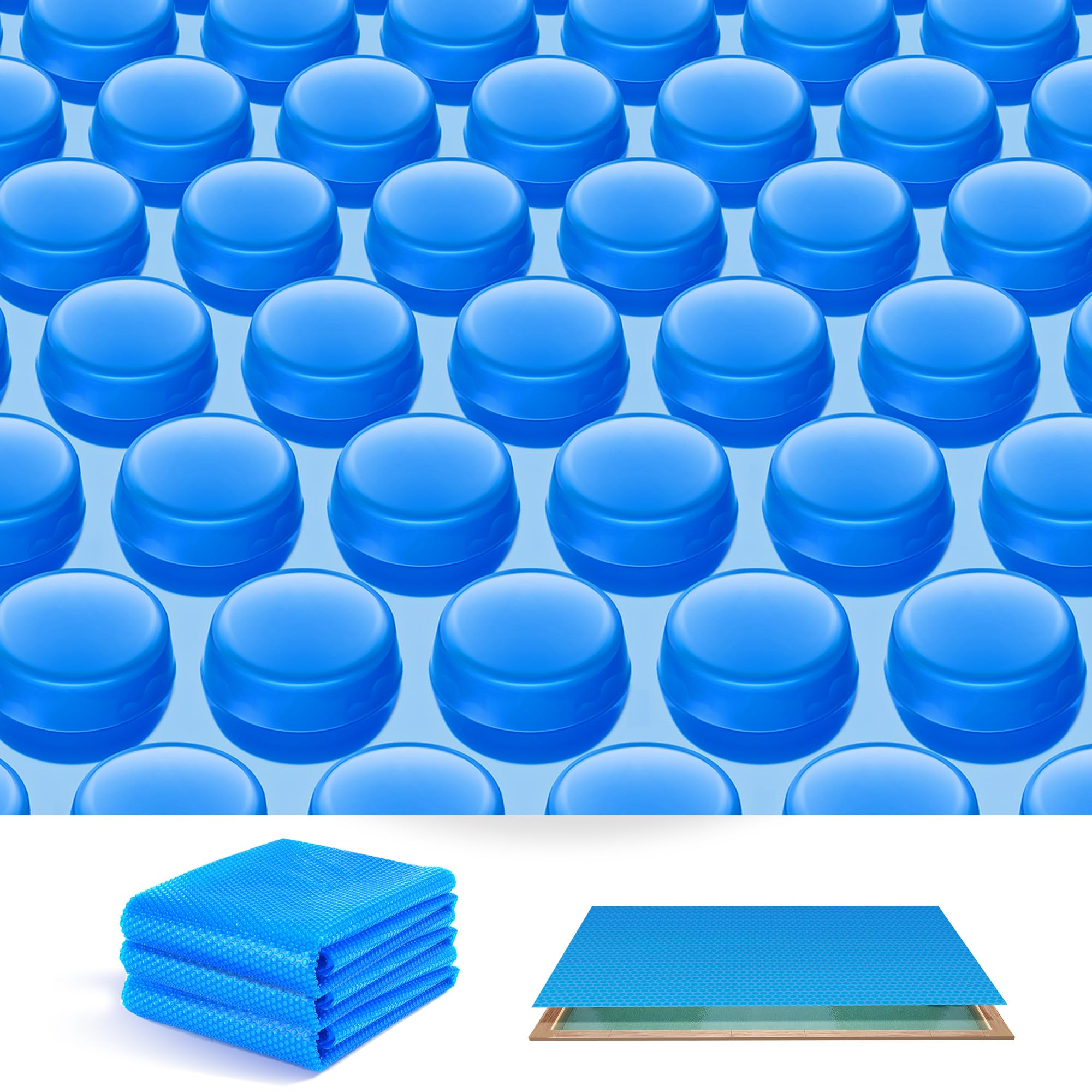 Photo 1 of UIRWAY 16 Mil Hot Tub Solar Cover, 7.1 x 7.1 ft SPA Bubble Solar Cover Blanket Blue for Inflatable Tub Pool Thermal Insulation– Ultra Thick, Long-Lasting, High Heat Retention, Customizable Fit
