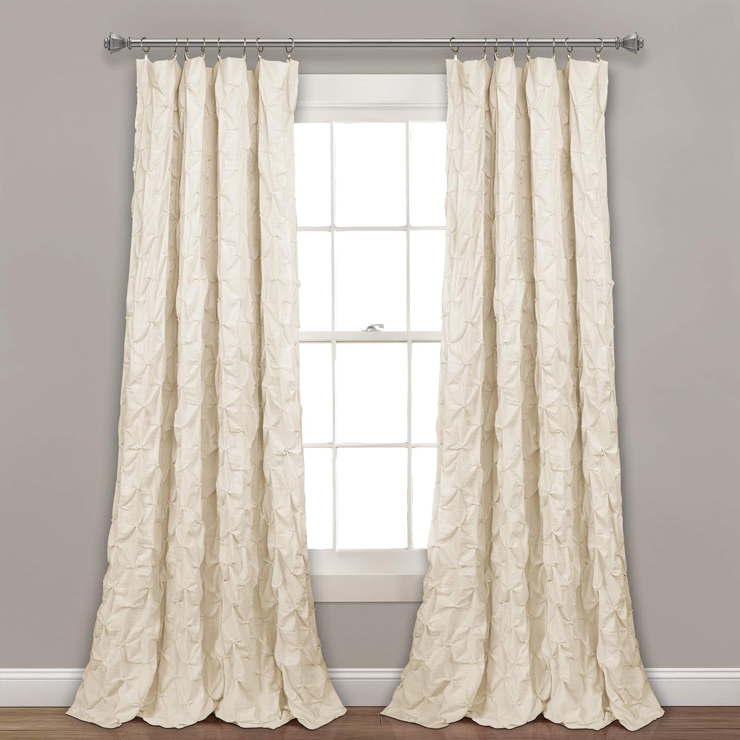 Lush Decor Ravello Comforter Shabby Chic Style Pintuck 5 Piece Bedding Set with Pillow Shams, King, Gray: Home & Kitchen