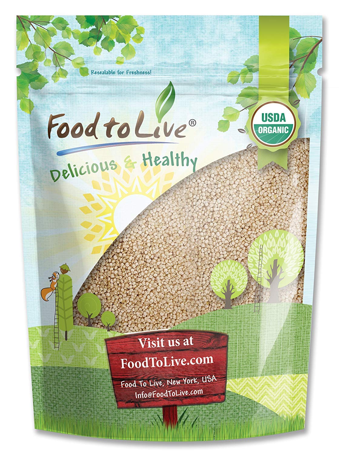 Organic Royal White Quinoa by Food To Live (Raw, Whole Grain, Non-GMO, Kosher, Bulk) &mdash; 3 Pounds