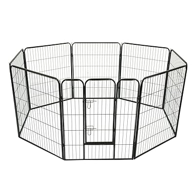 Luxe Parc Enclos Modulable Acier 8 Panneaux Et 1 Porte Pour