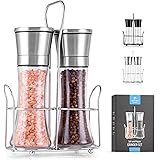 Zulay Large Salt and Pepper Grinder - Stainless Steel Salt and Pepper Grinders Refillable with Adjustable Coarseness Options 