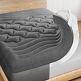 HOMRELEXA Dual Layer 4 Inch Bamboo Memory Foam Mattress Topper Queen Size, 2 Inch Thick Soft Quilted Pillow Top Cover Plus 2 Inch Charcoal Gel Memory Foam Mattress Pad for Back Pain Relief