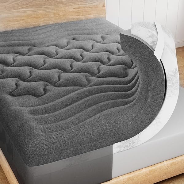 HOMRELEXA DUAL LAYER 4 INCH BAMBOO MEMORY FOAM...