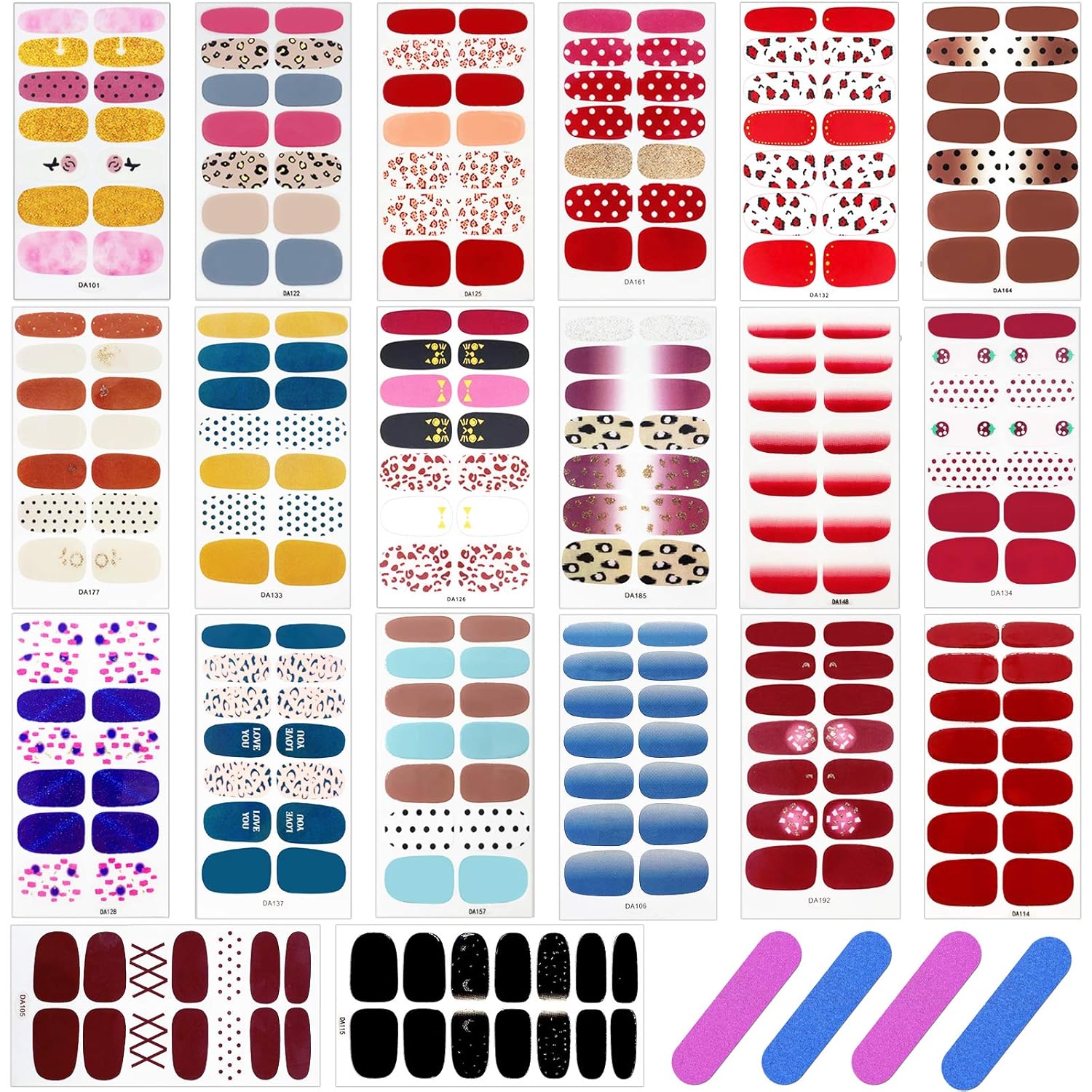 Amazon.com: 280 Pieces Nail Polish Sticker Full Wrap Nail Art Sticker ...
