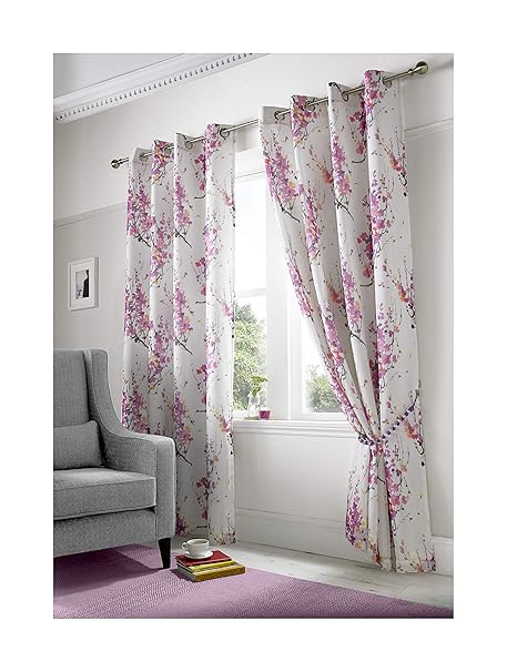 Alan Symonds Co Fuschia Purple Yellow Pink Lined Floral Blossom