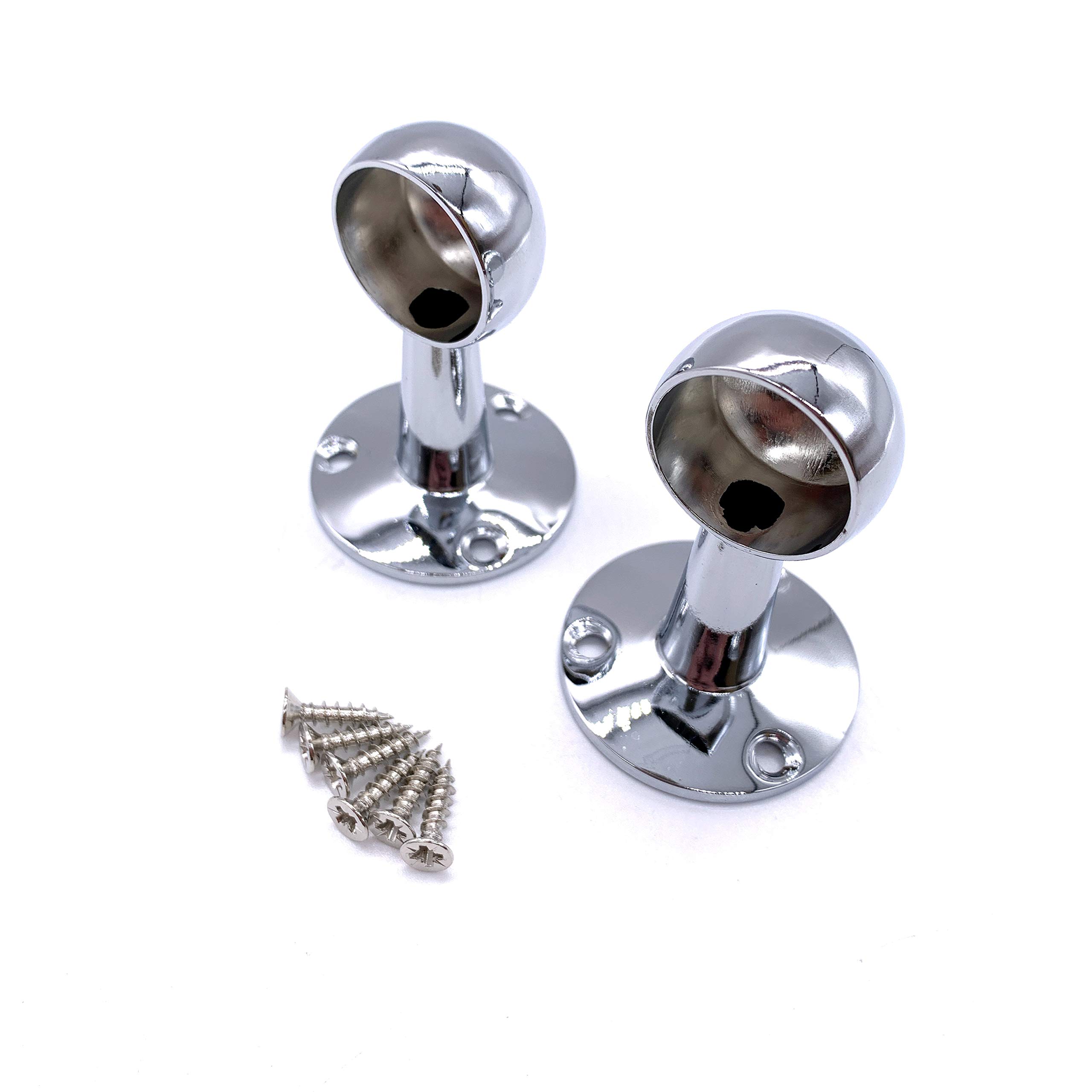 Wardrobe Rail Drop End Bracket Suit 25mm Diameter Rail Polished Chrome - Pack of 2