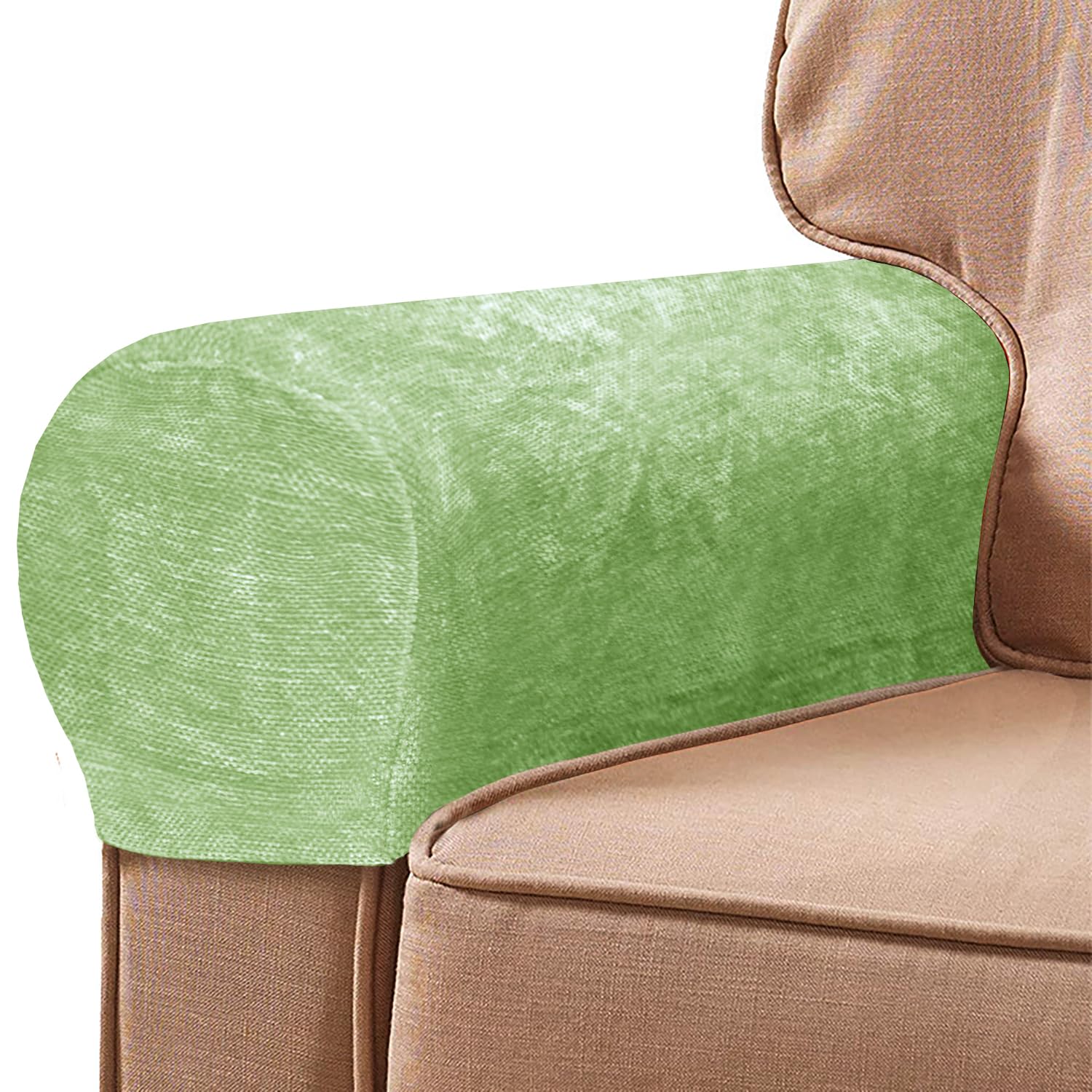 NEKOSUKI 1 Pair Arm Rest Covers Set, Chenille Arm Covers for Chairs and Sofas Anti-Slip Couch Armrest Covers with Pins, Furniture Armrest Protector for Sofa Couch Chair (Apple Green)