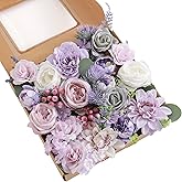 kuujojo Artificial Flowers Combo, Fake Flowers for DIY Tables Centerpieces Baby Shower Bridal Shower Wedding Bouquet Arrangements Party Candle Holder Cake Decor Flower Home Decorations