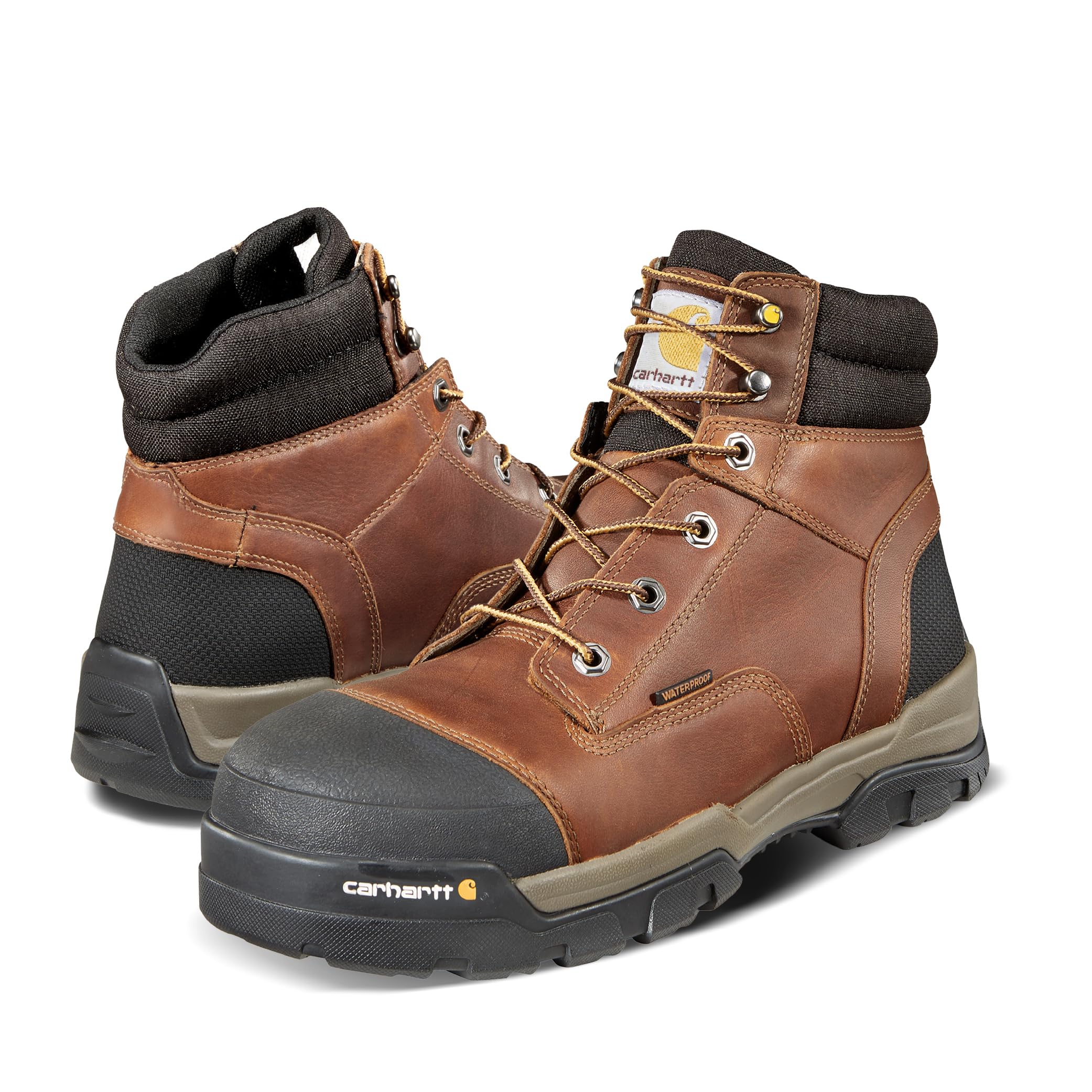 Carhartt Ground Force 6” Waterproof Composite Toe Boot – Durable Slip-Resistant Outsole with Rubber Heel, Composite Safety Toe, and Insite Footbed, Red Brown – 14W