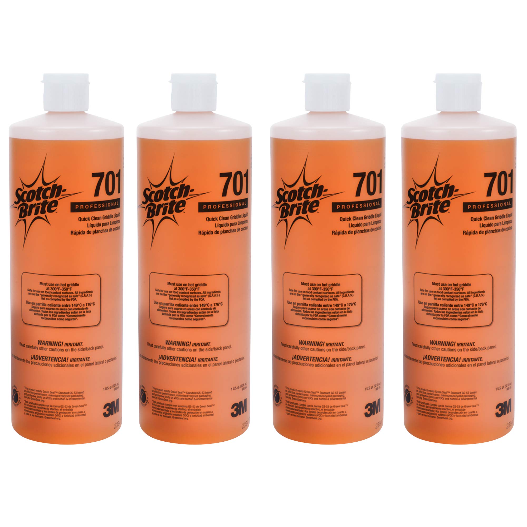 Photo 1 of 3M H-701-32OZ Scotch-Brite Griddle Cleaning, Quick Clean Liquid 701, 4 Quarts, Heavy Duty, Cleans in 3-5 Minutes, For Baked On Food and Cooking Oils, Use on Hot or Cool Griddle