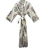 Pure 100% Cotton Robe For Womens Bathrobe Dressing Gown Long sleepwear Free Size Kimono