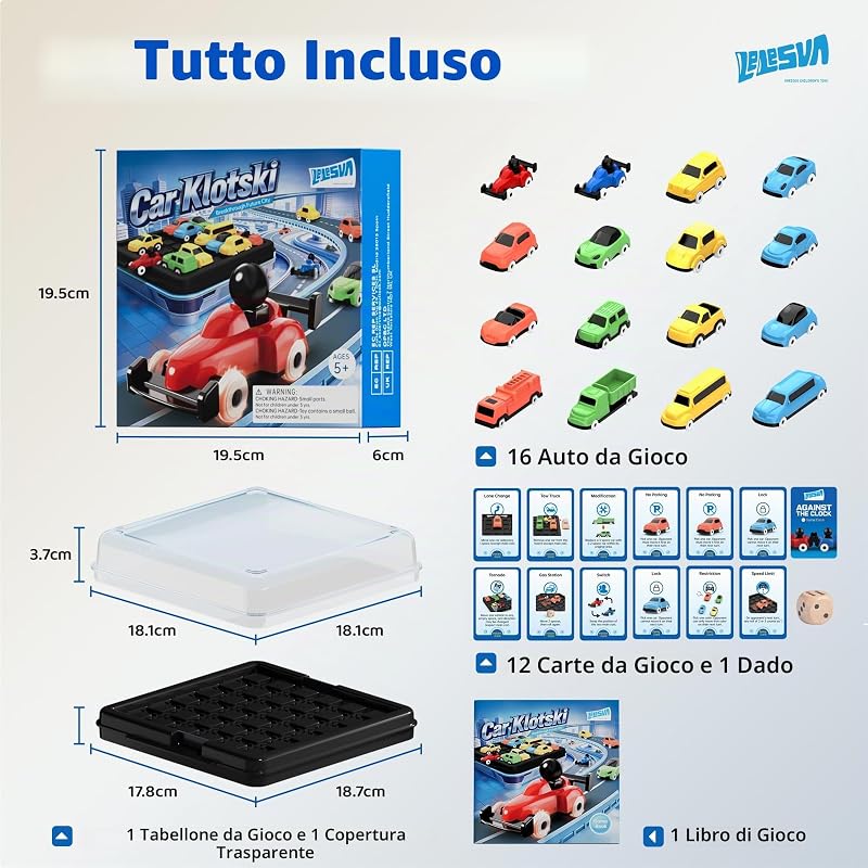 Sblocca l'auto Klotski, gioco di puzzle scorrevole, gioco da tavolo di logica per risolvere gli ingorghi stradali, con 16 auto e oltre 100 sfide, giocattolo rompicapo STEM per 2 giocatori