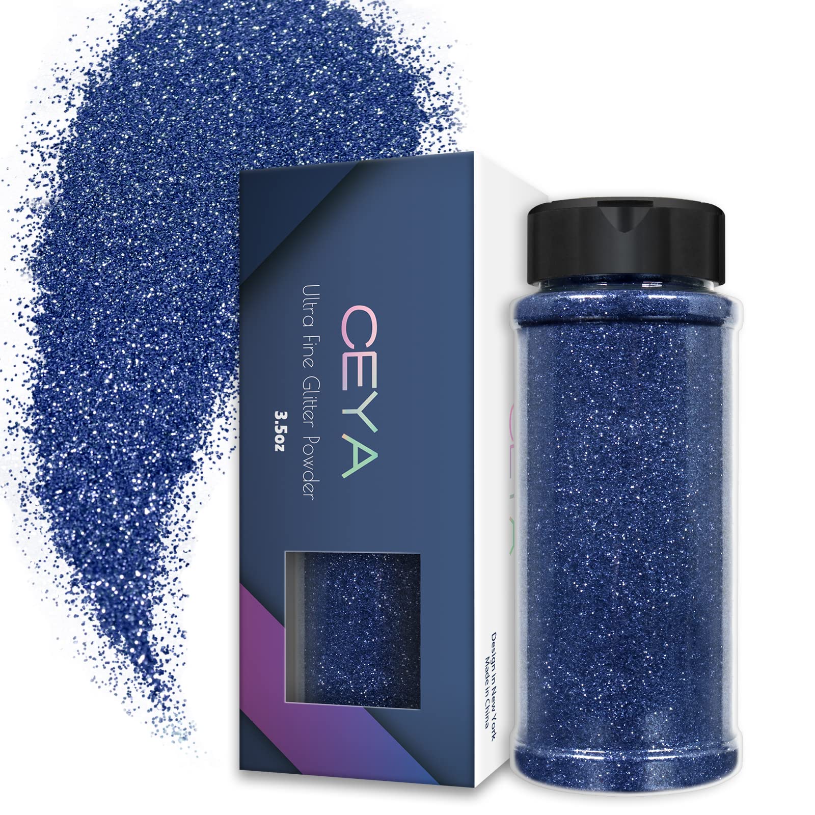 Ceya 3.5oz/ 100g Ultra Fine Glitter Powder Sapphire Blue Glitter 1/128” 0.008” 0.2mm for Resin Tumbler Jewelry Nail Art Face Body Festival Makeup Scrapbook Wedding Cards Painting Arts