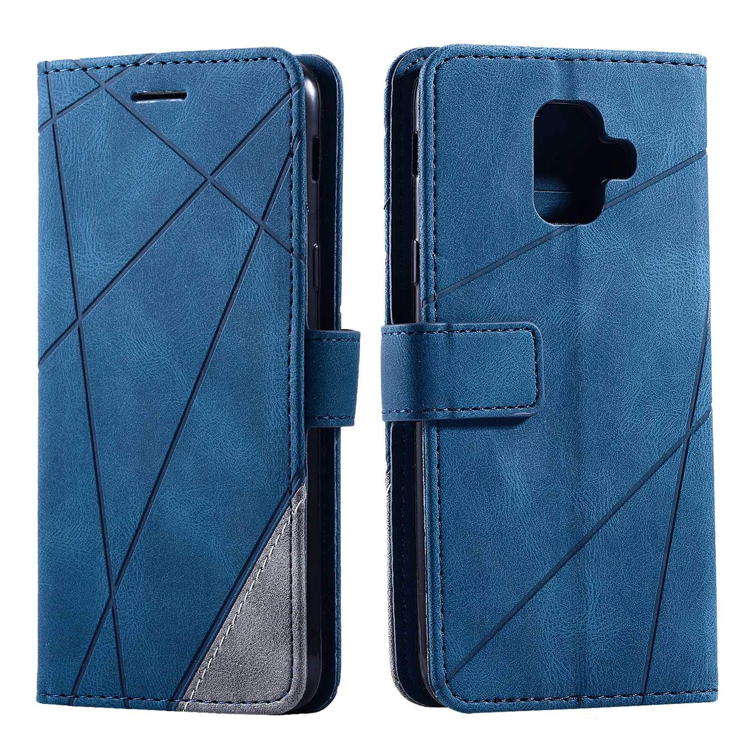 SONWO Case for Galaxy A6 2018 Case, Premium Leather Flip Wallet Case Magnetic Closure Card Slots Kickstand Phone Case for Samsung Galaxy A6 2018, Blue