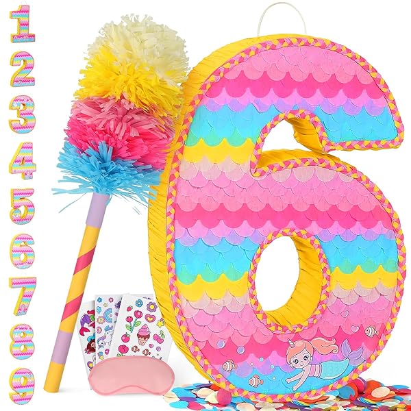 NUMBER 5 PINATA FOR BIRTHDAY PARTY DECORATIONS, UNICORN...
