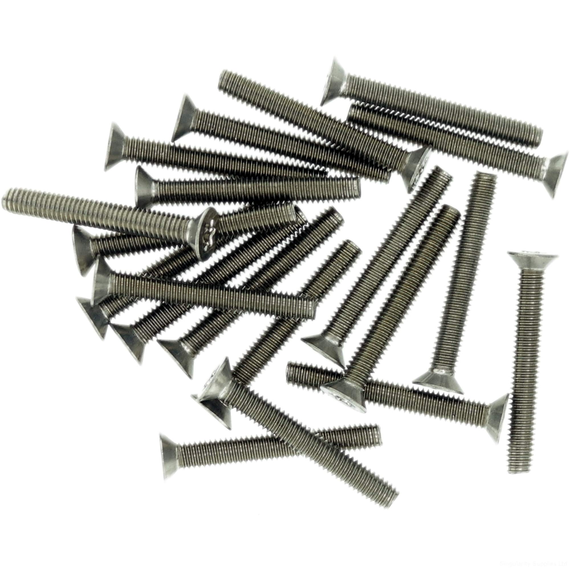 M2.5 (2.5mm x 12mm) TX Socket Countersunk Thread Rolling Screw - Stainless Steel (A2) (Pack of 20)