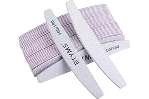 BTYMS 25Pcs 100/180 Grit Nail File and Buffer Professional Double-Sided Emery Boards for Acrylic, Gel & Natural Nails