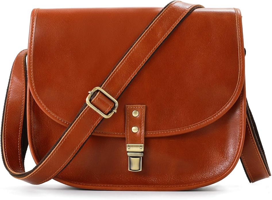 Jack&Chris 12 Inch Leather Crossbody Bags for Women Handmade Saddle Bag