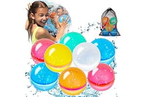 BestCosy Reusable Water Balloons for Kids Adults, BestCosy Large Water Balloons with Mesh Bag, Self-Sealing Water Bomb for Summer Outdoor Game, Party Favors, Pool Party Supplies(8 Pack)