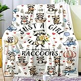 MezoCOCO Raccoon Blankets for Girls Plush Just A Girl Who Loves Raccoons Blanket Throw Stuff Raccoon Gifts for Girls Kids Animal Lovers Boys Women Adults Birthday Party Decorations 50"X40"