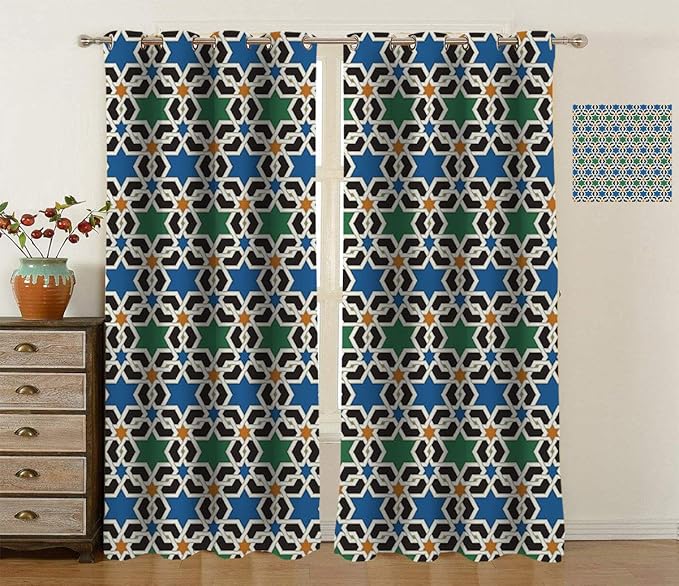 Fabuyale Moroccan Decor Window Curtain Panels, Geometric