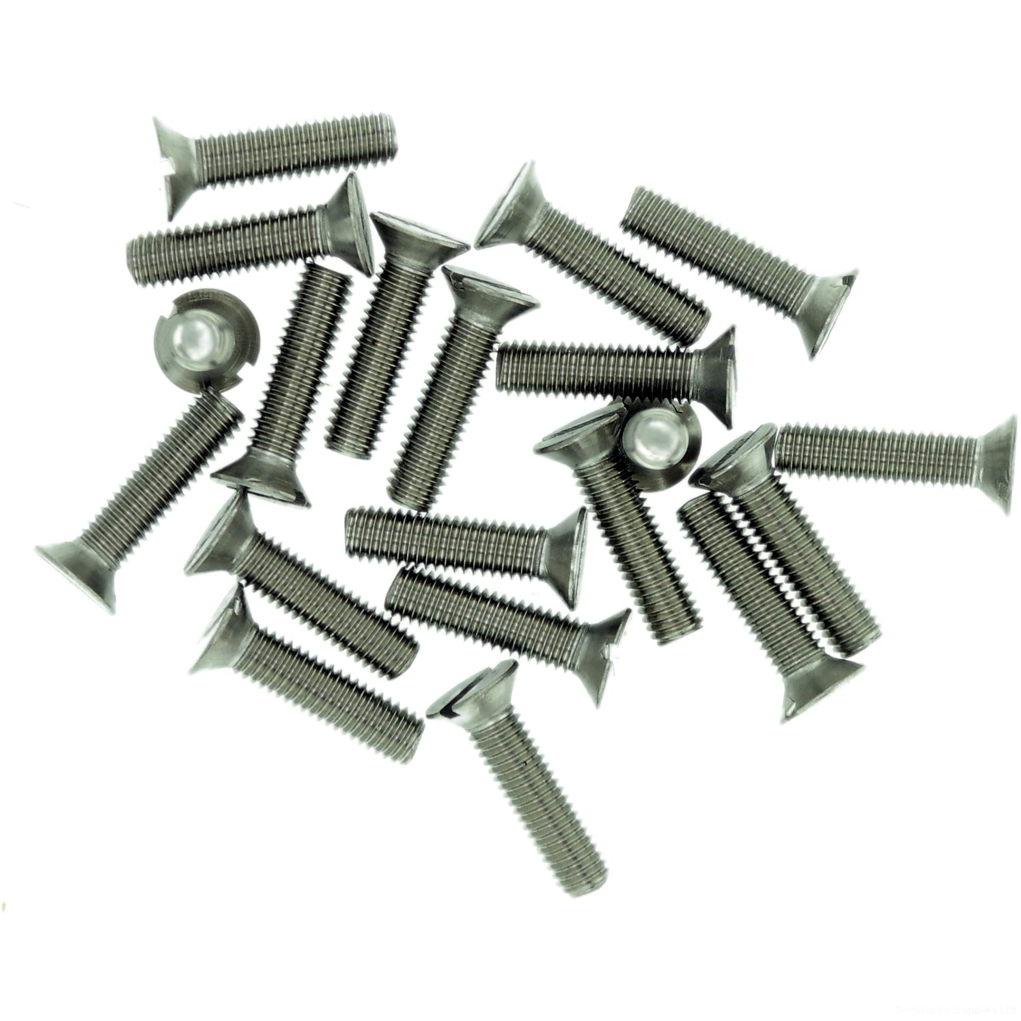 M1 (1mm x 8mm) Slot Countersunk Machine Screw (Bolt) - Stainless Steel (A2) (Pack of 20)