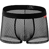 Evankin Mens Sexy Boxer Briefs Mesh Breathable Underwear See Through Lingerie Panties Trunks with Bulge Pouch