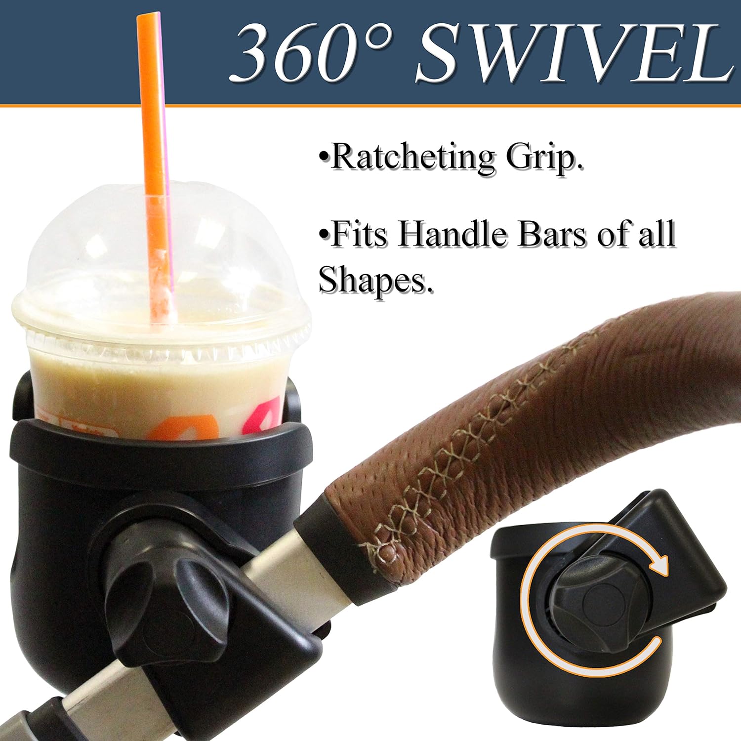 W4W Universal Stroller Cup Holder – Mega Strength Adjustable Clamp fits on Any Bike, Walker, Wheel Chair, Car – Large Adjustable Drink Holder fits Any Size Cup, Water Bottle, Can etc.: Baby
