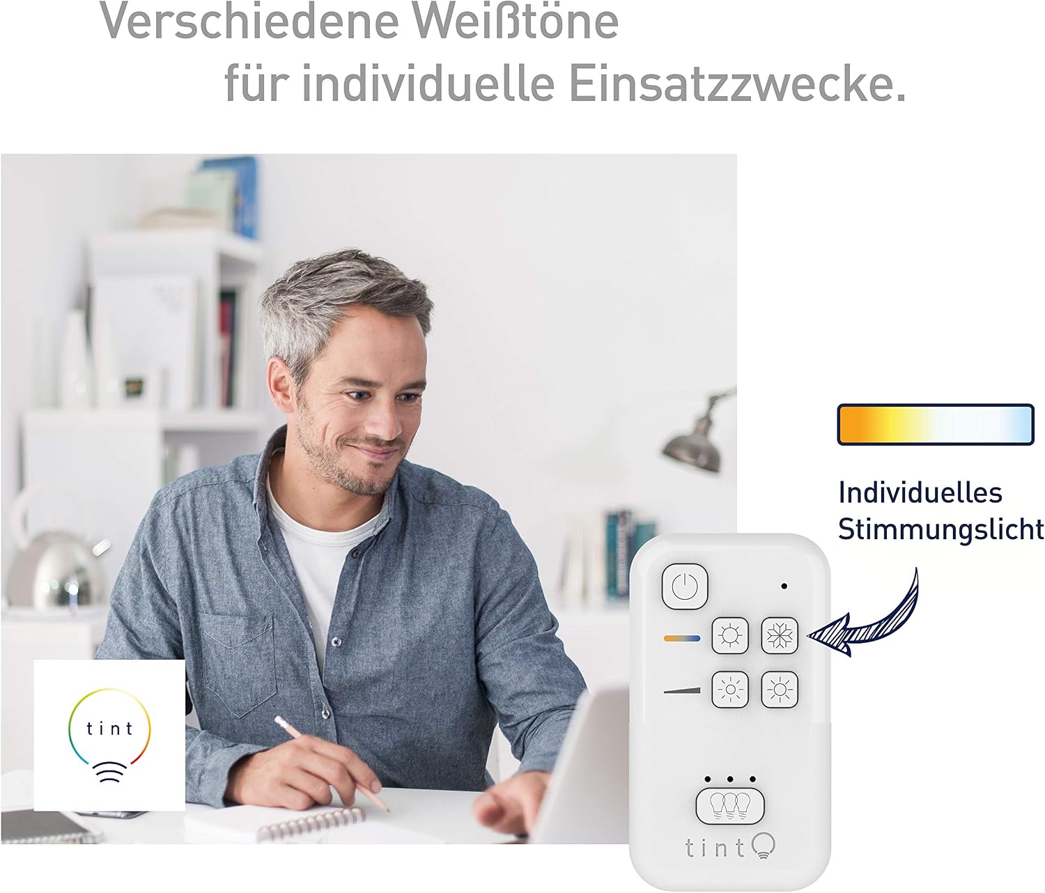 tint Smart Remote Control - Control White Tones - Setting Light Groups - Ideal for White Light Products - Colour: White - Image 4