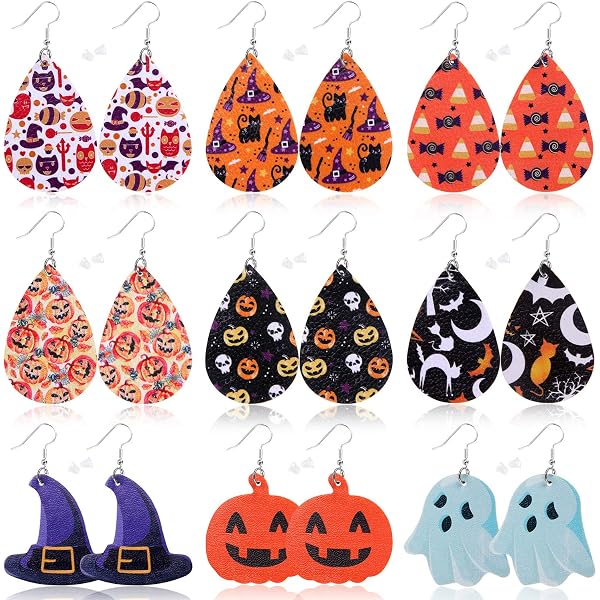 thumbnail image 2 of Punk Rock Leather Earrings - Baseball Pattern Drop Dangle Alloy Hook Style 2 of 13