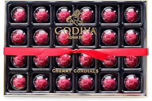 GODIVA CHOCOLATIER Godiva Holiday Chocolate Covered Cherries Cordial Gift Box - Christmas Candy Assortment with Festive Ribbon, Perfect for Holiday Gift Baskets, 24 Pc