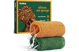 Yiclick African Net Sponge Authentic with Knots 2 Pack - Exfoliating Body Scrubber, Exfoliating Washcloth Towel, Knotted Rags Wash Cloth Loofah Sponge for Body Scrub, Back Scrubber for Shower Bath