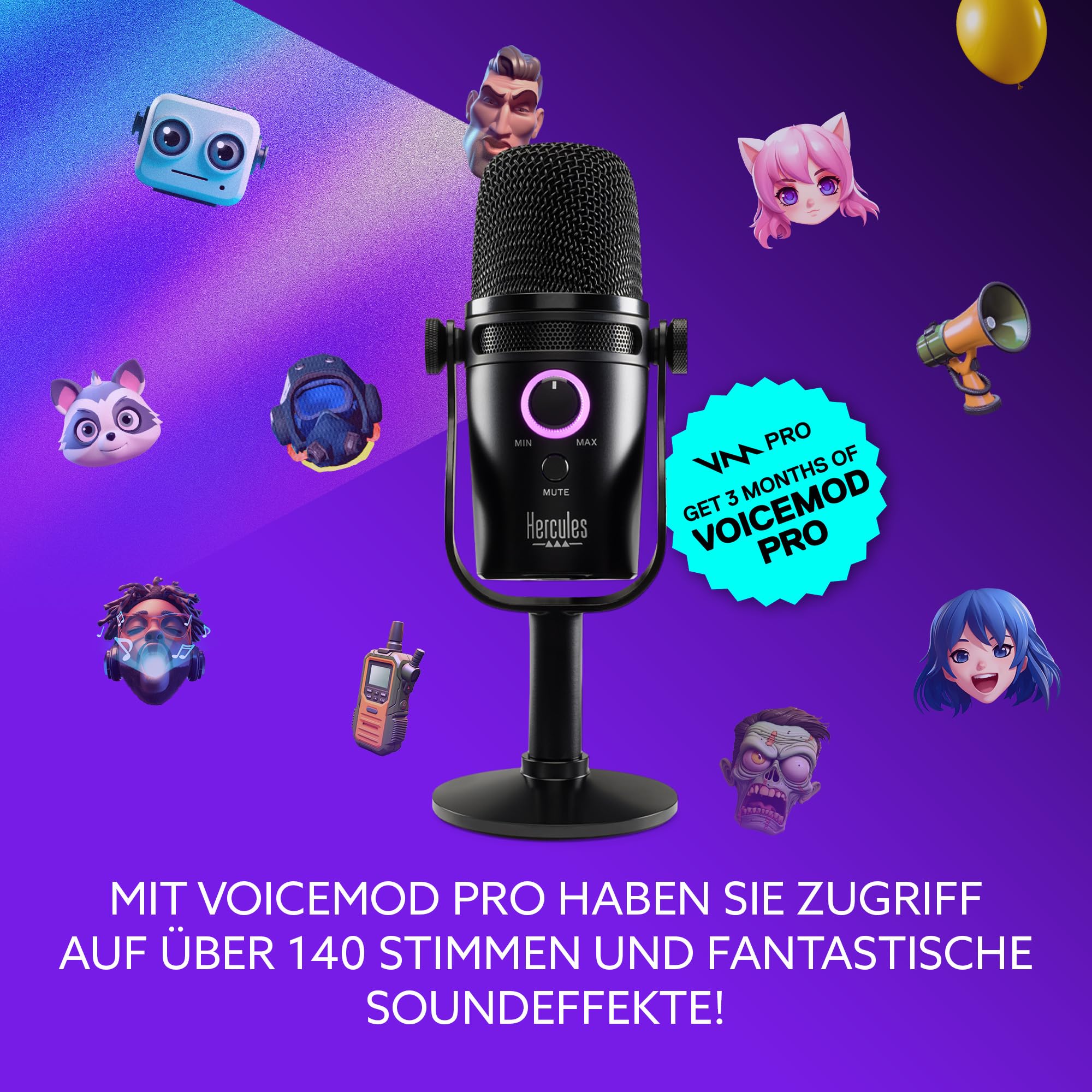 Hercules Stream Starter Kit – Stream 100 Gaming-Audio-Controller für Windows PC + HUD-600 USB/XLR-Mikrofon + Voicemod Pro (3 Monate) 9