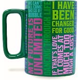 Steel Mill &amp; Co. 14 oz Ceramic Slim Mug, Wicked Word Cloud | Pink &amp; Green Quote Inspired Coffee Mug, Large Handle Tea Cup for Book Lovers &amp; Musical Fans