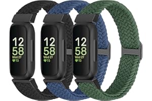 WolliLe Braided Watch Bands Compatible with Fitbit Inspire 3/Inspire 2/Inspire/Inspire HR/Fitbit ace 3/Ace 2, Soft Adjustable Nylon Loop Elastic Strap Sport Replacement Wristbands for Women Men