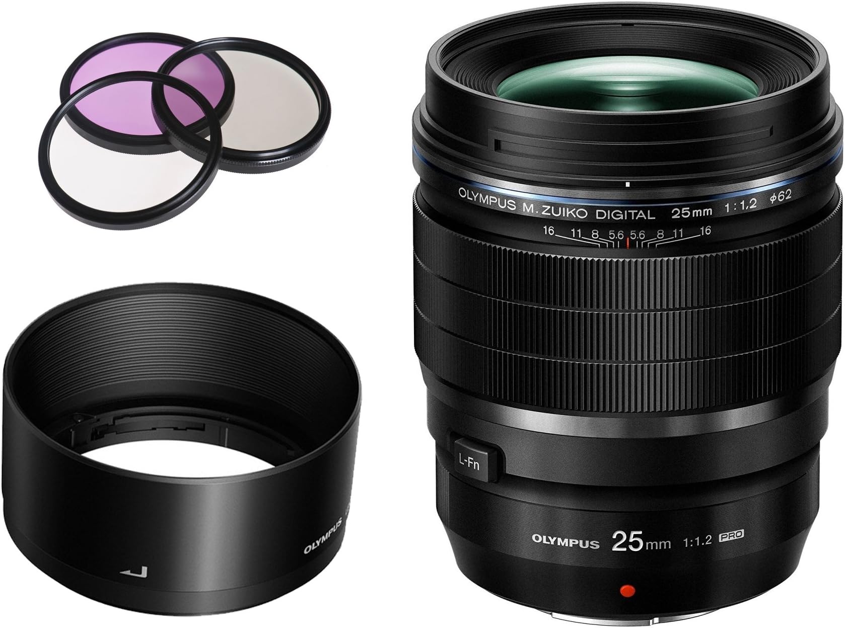 Olympus M.Zuiko Digital ED 25mm f1.2 PRO Lens, Black + Filter Kit