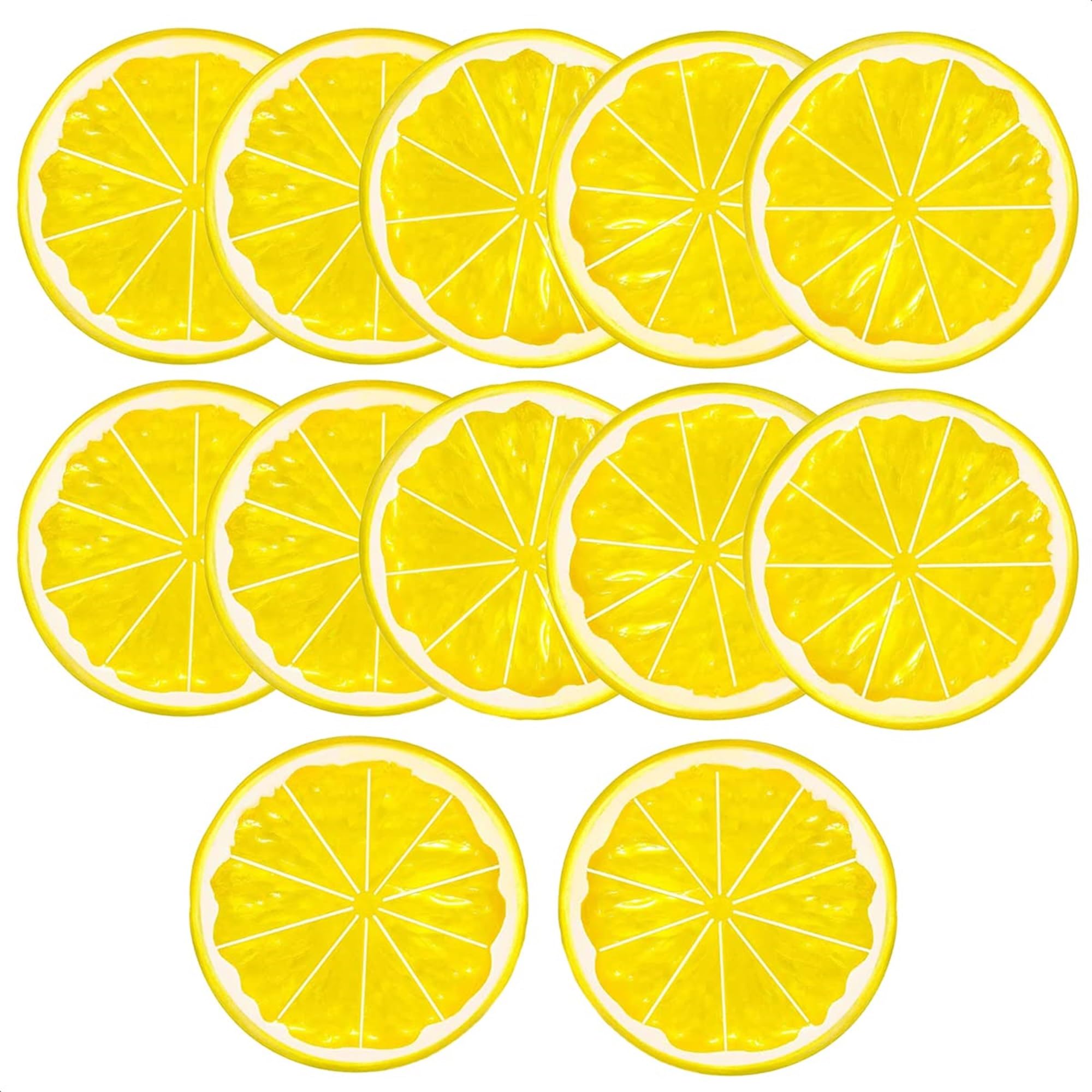 Photo 1 of 12Pcs Fake Lemon Slices Artificial - Fruit Party Decorations Fake Lemon Fruit Decorations for Party Lemon Kitchen Decoration - Simulation Yellow Lemon Home - 2 Inch Plastic Vegetable Decor Kitchen
