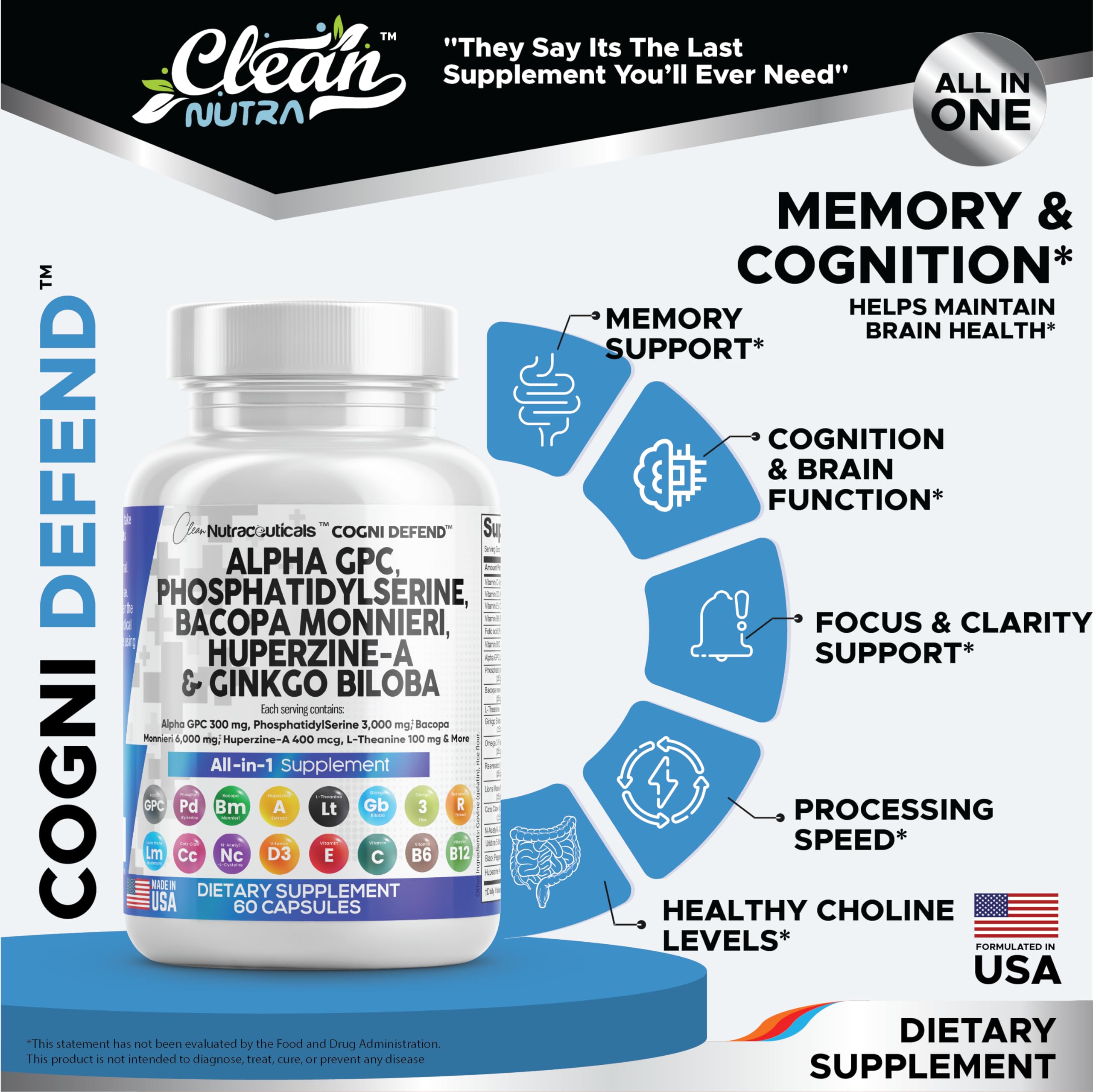 Mua Clean Nutraceuticals Alpha GPC Choline 300mg Phosphatidylserine ...