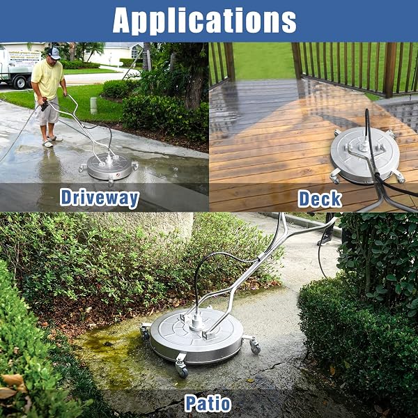 JANZ 24″ PRESSURE WASHER SURFACE CLEANER WITH 4 WHEELS,DUAL HANDLE,STAINLESS STEEL HOUSING, 2 HOSE ADAPTERS AND 4 REPLACEMENT NOZZLES, IDEAL FOR CLEANING DRIVEWAYS, SIDEWALKS,PATIOS,DECKS