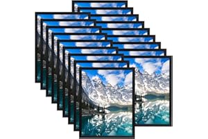 Hoikwo 18 Packs 8.5x11 Black Multi Plastic Picture Frames Set with Plastic Cover, Certificate Frames for Document Diploma Award, Light Weight Bulk 8.5 by 11 Frames Pack for Wall Hanging and Table