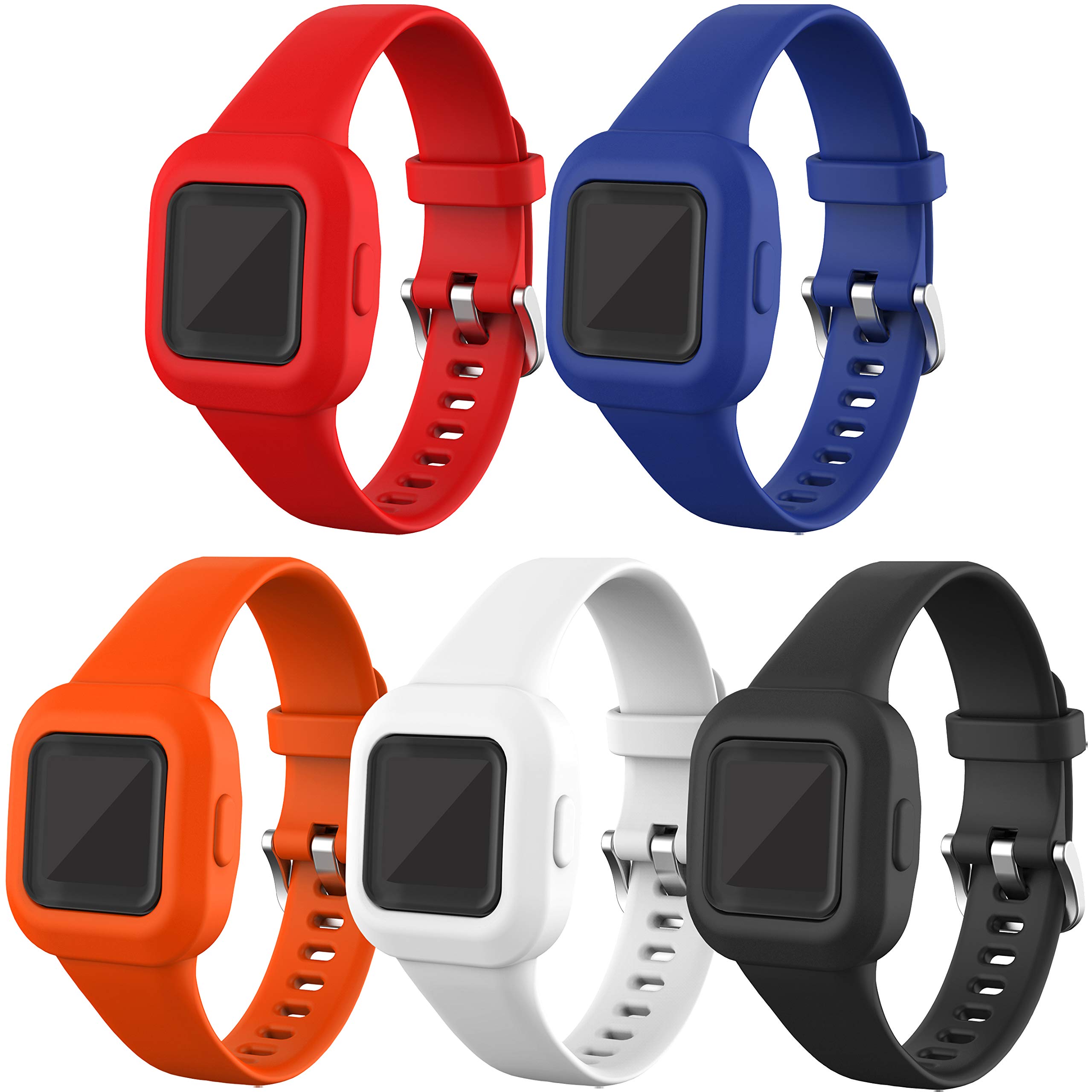 TenCloud 5 Pack Bands Compatible with Garmin Vivofit Jr.3, Adjustable Soft Silicone Replacement Strap for Ages 4+ for Vivofit Jr.3 Activity Tracker Only
