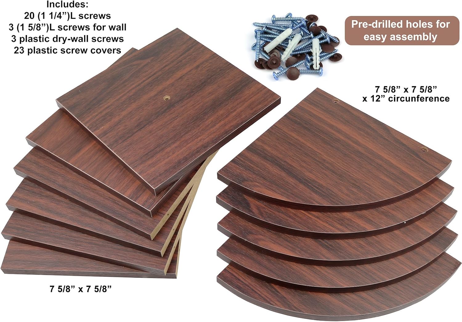 Greenco 5 Tier Wall Mount Corner Shelves Walnut Finish: Home & Kitchen