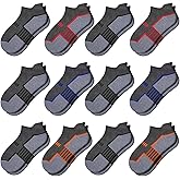 Comfoex 12 Pairs Boys Socks - Ankle Low Cut Athletic Half Cushioned Short Socks For Kids 4-6, 6-8, 8-10 Years Old