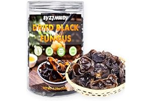 SYZJMWDY Dried Black Fungus, 150g/5.29oz Chewy Texture Wood Ear Mushrooms, Gluten-Free Premium Dried Woodear Mushrooms, for Asian cooking Soup Stir-fries Salads.