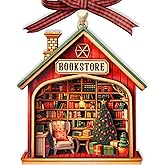 Book Ornaments for Christmas Tree, Cozy 3D Layered Wooden Bookstore Ornament, Book Ornament for Readers, Bookish, for Women, Gifts for Book Lovers, Book Accessories for Book Nerds
