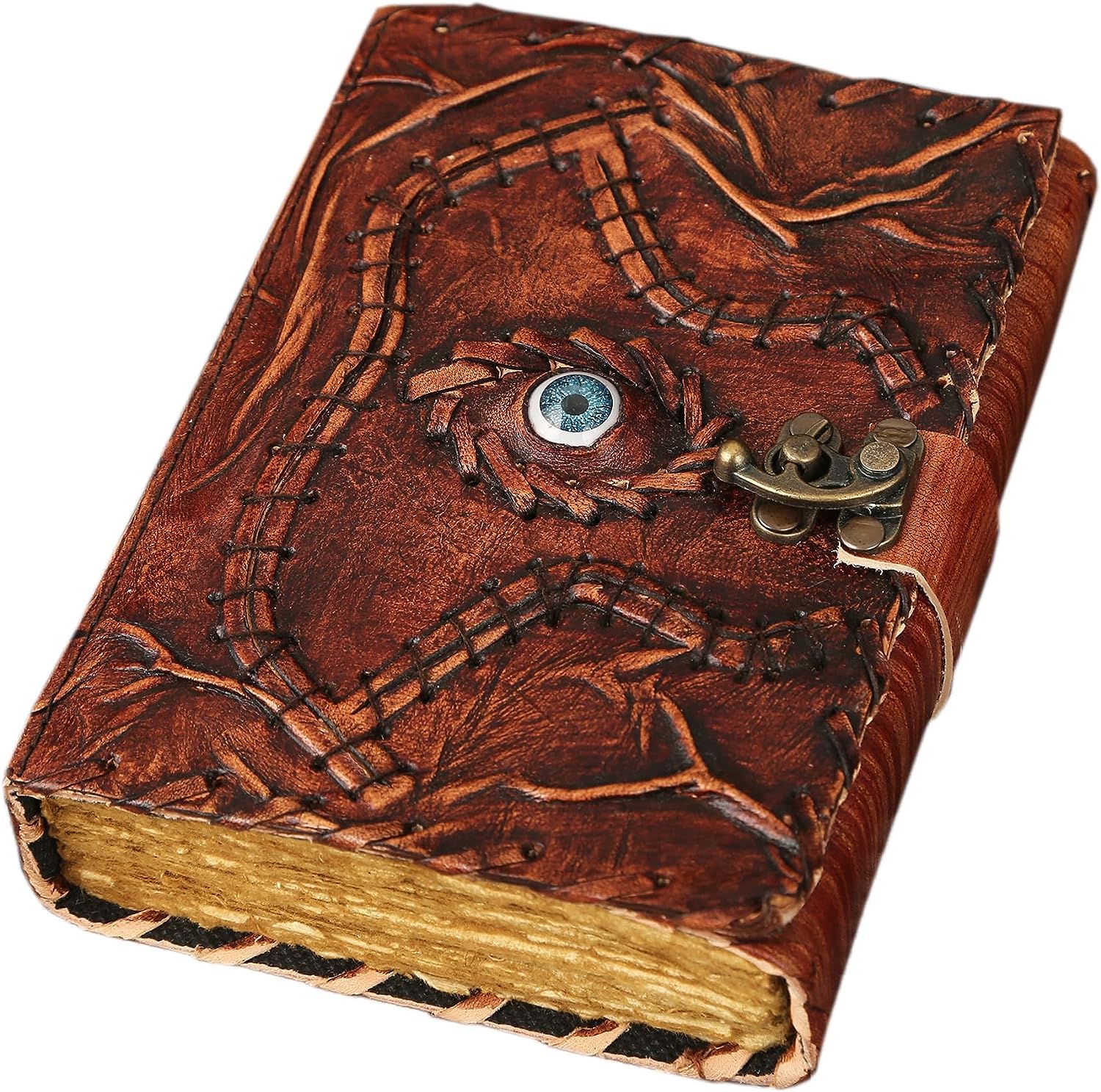 Hocus Pocus Book Of Spells, Spell Books With Real Spells, Prop Halloween Decorations Decor, Book Of Shadows Spell Book, Witchy Gifts For Women Leather Writing & Sketchbook Journal (8x6 Inch, Brown)