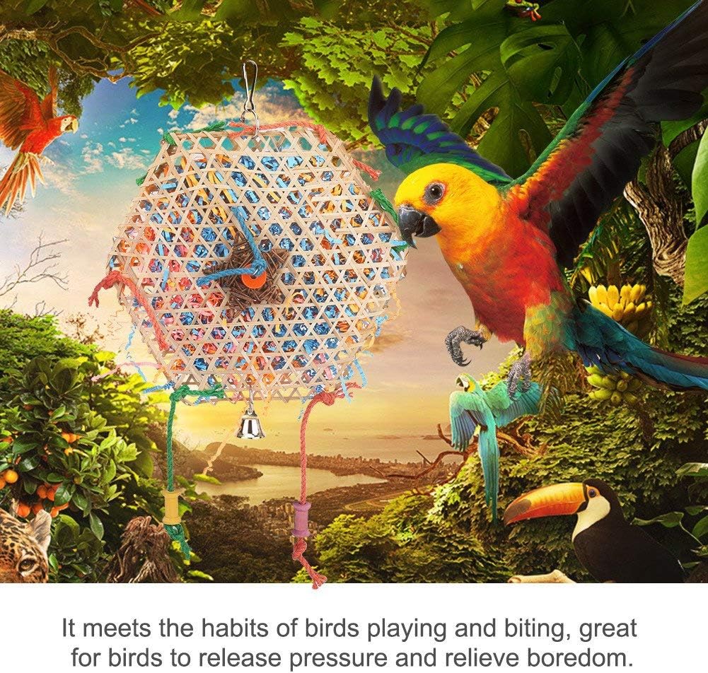 Parrot Shredding Toys Paper Strips Bird Chew Toy Woven Bamboo Bird Shredders Toy Foraging Hanging Toy for Parrot Budgie Parakeet Cockatiel Conure - Image 4
