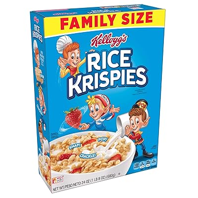 Kellogg&rsquo;s Rice Krispies Breakfast Cereal, Original, Fat-Free, Family Size, 24 oz Box