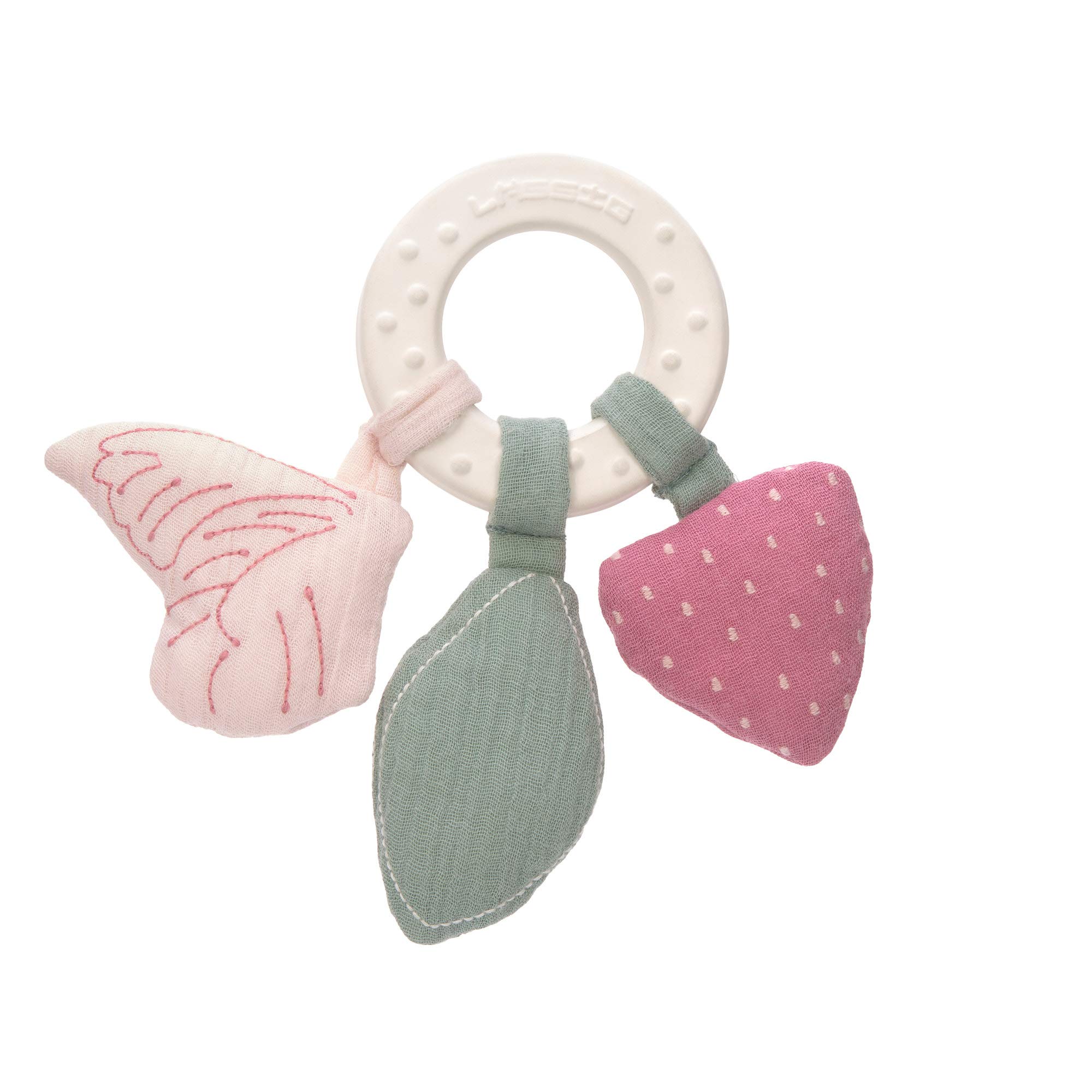 LÄSSIG Teething ring natural rubber and organic cotton/Teether "Ring" Butterfly
