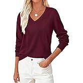PRETTYGARDEN Women's V Neck Sweaters 2026 Fall Casual Long Sleeve Classic Pullover Cozy Knit Tops Loose Basic Winter Clothing